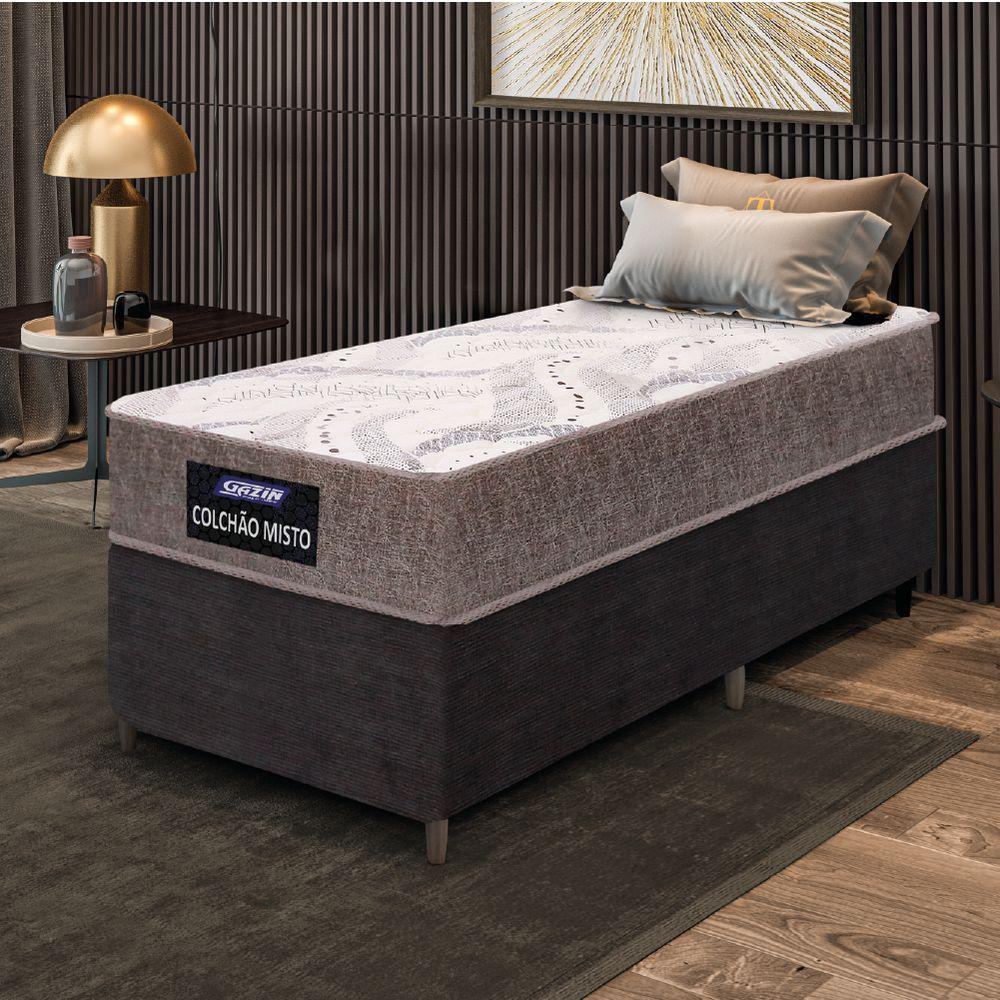 Miniatura Cama Box Solteiro Gazin Colchão Com Espuma 88x188x55cm Camboriu suporta Até 120 Kg Por Pessoa Marrom