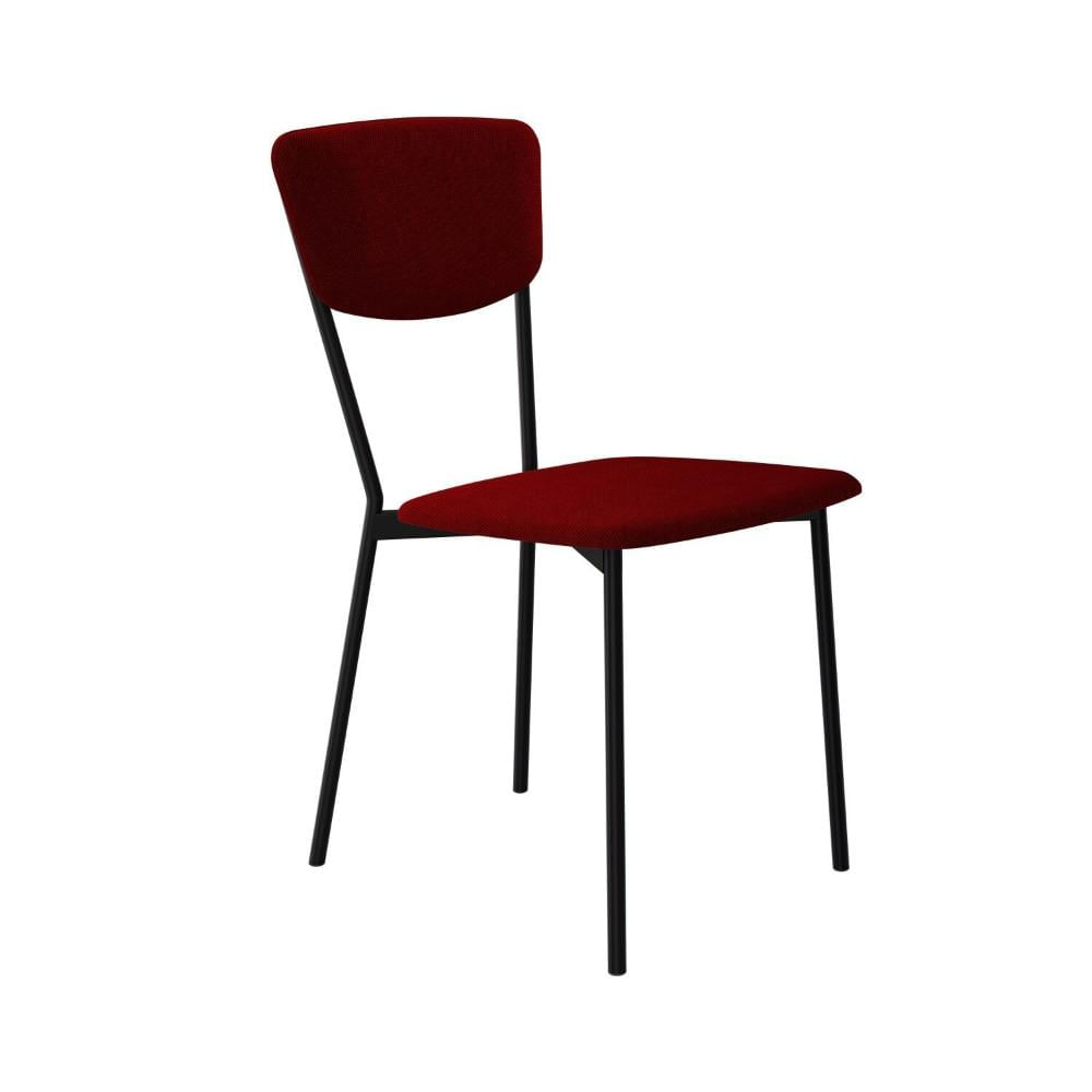 Miniatura Cadeira Fixa Estofada Vintage Retrô Vermelho Vinho/Preto Fosco