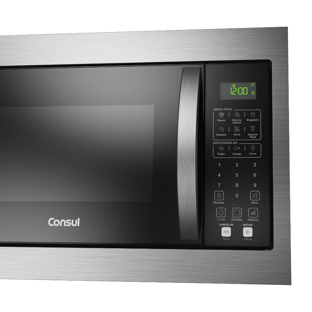 Miniatura Micro-ondas Consul de Embutir 32 Litros Preto com Design Moderno e Menu Fácil - CM146AE 110V