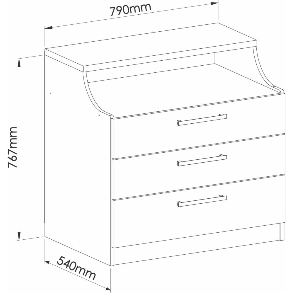 Miniatura Módulo Bancada 3 Gavetas Elegance Móveis Castro NIQUEL/NIQUEL