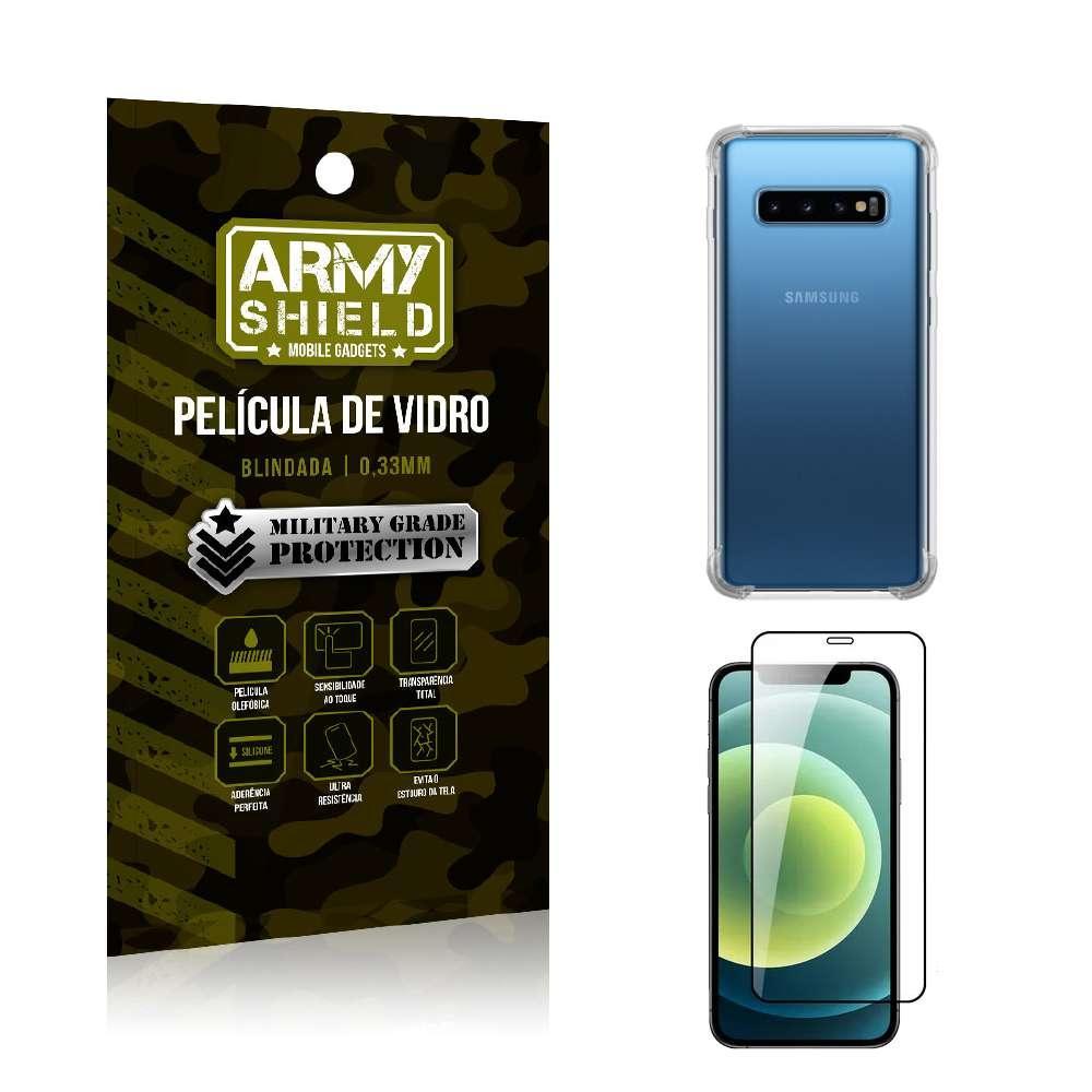 Miniatura Capinha Samsung S10 Plus Anti Shock + Película De Vidro 3D