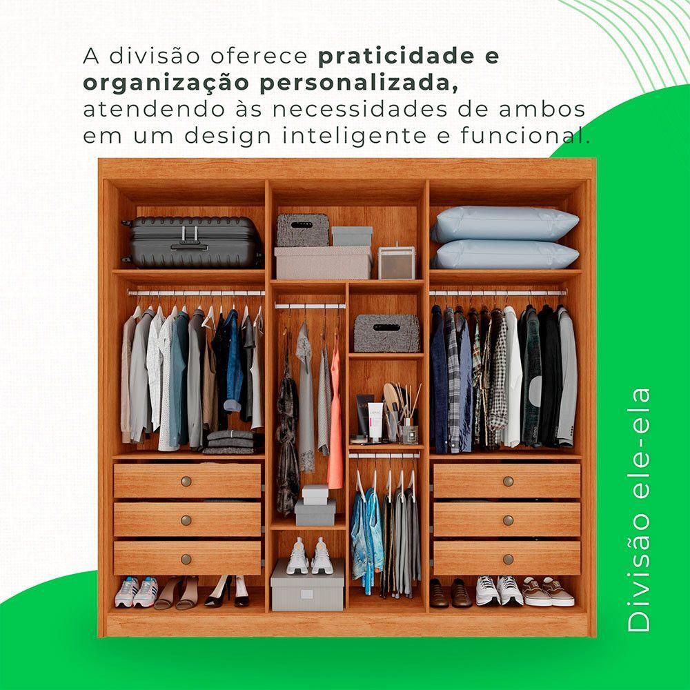 Miniatura Guarda-roupa Casal 6 Portas 6 Gavetas Granada Mdf Sallêto Cinamomo Com Off White