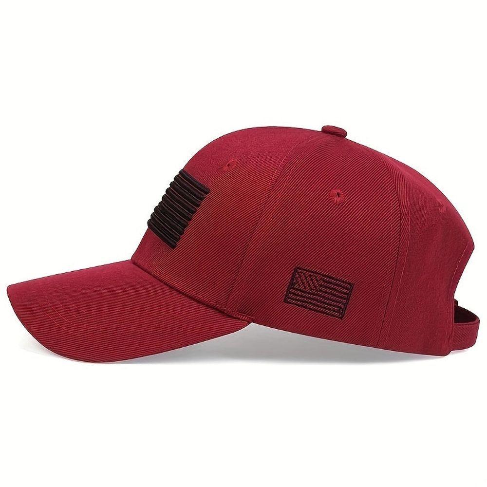 Miniatura Boné Casual Ajustável Com Bandeira Americana Para Homens, Ideal Para Primavera/outono/inverno Vermelho