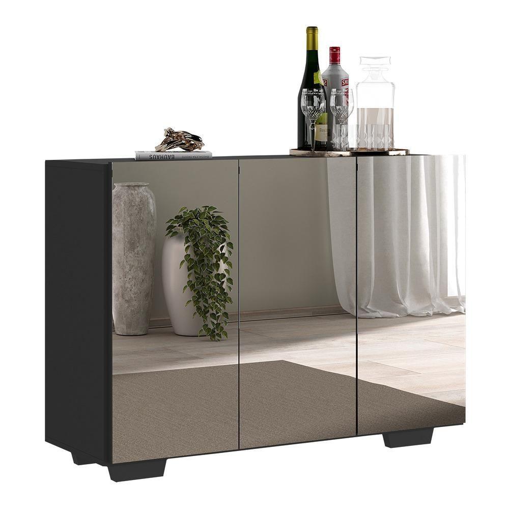 Miniatura Aparador Buffet 2 Portas Com Espelho Vegas V3614 Preto