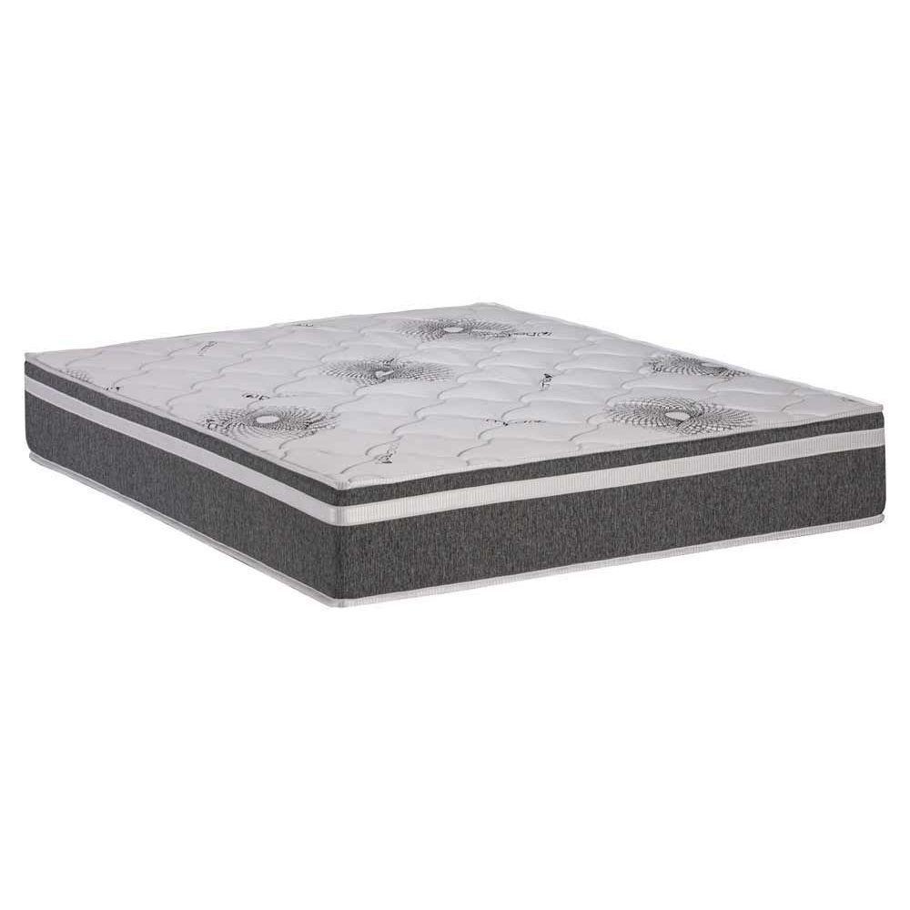 Miniatura Cama Box Baú Queen: Colchão Espuma D33 Polar Pérola Premium Euro Pillow + Base Gray(158X198)