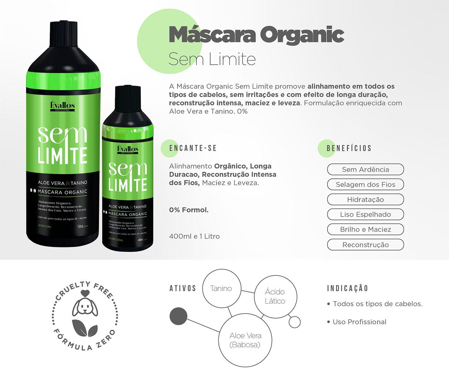 Miniatura Progressiva Organic Sem Limite Máscara Zero Évallos 1 Litro