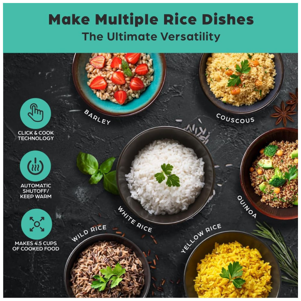 Rice Robot: Panela de Arroz Livre de Substâncias Tóxicas, 1 L, Bandeja Vapor Inox, Copos Medidores, Receitas.EMSON