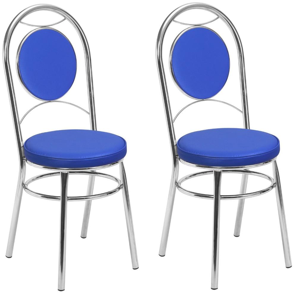 Miniatura Kit 2 Cadeiras Cromadas CC10 A103 Debrum Cromado/Azul
