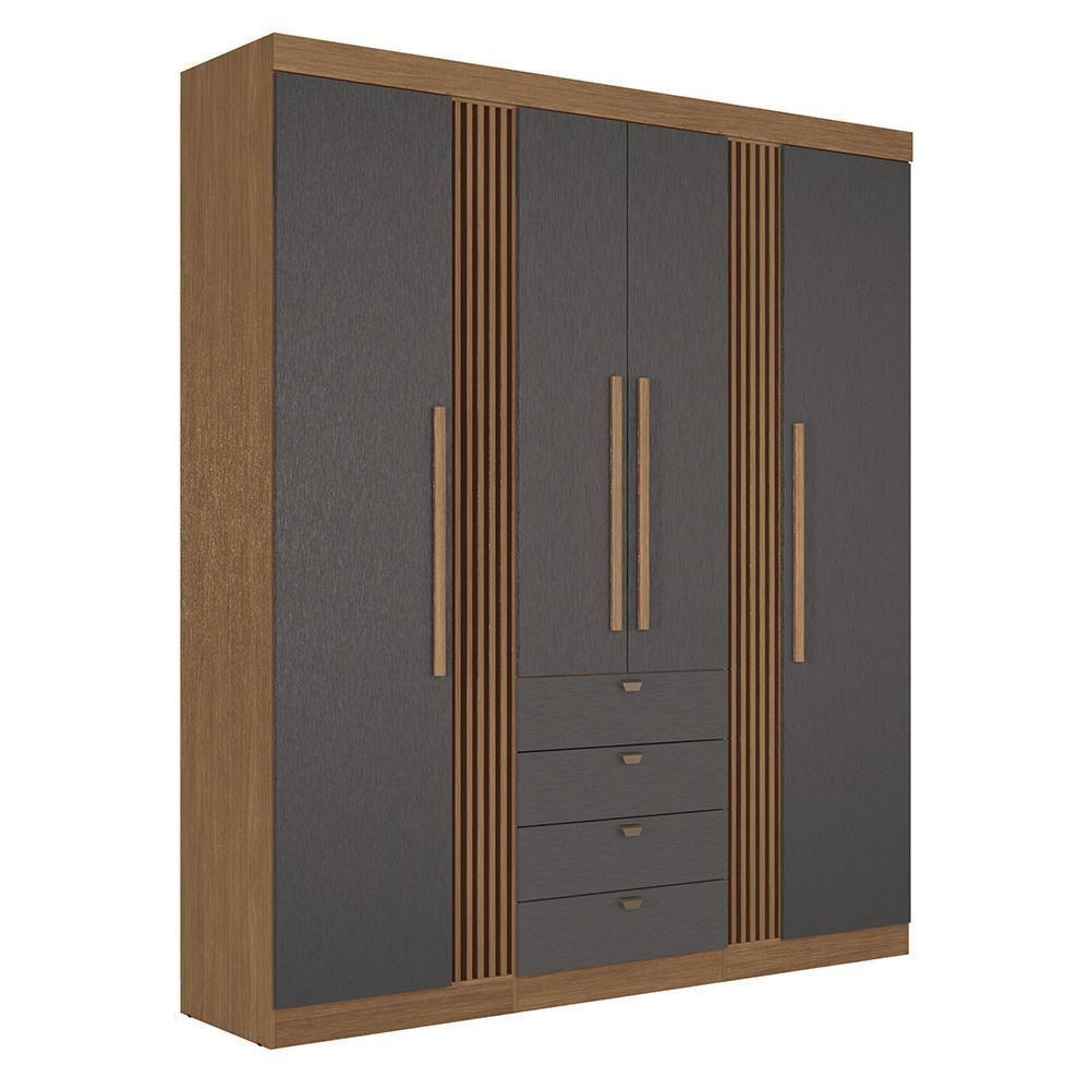 Miniatura Guarda Roupa Aurora 4.4 Ripado 4 Portas E 4 Gavetas Jatobá-grafite - Santos Andirá Jatobá-grafite