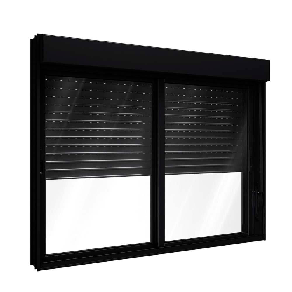 Miniatura Janela Veneziana Integrada Automatizada com Motor 220v 120x150 Lucasa Aluminio Preto
