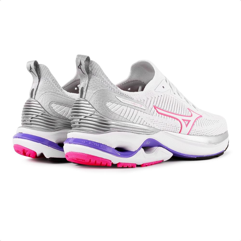 Miniatura Tênis Mizuno Wave Mirai 7 Feminino Branco / Rosa - 35
