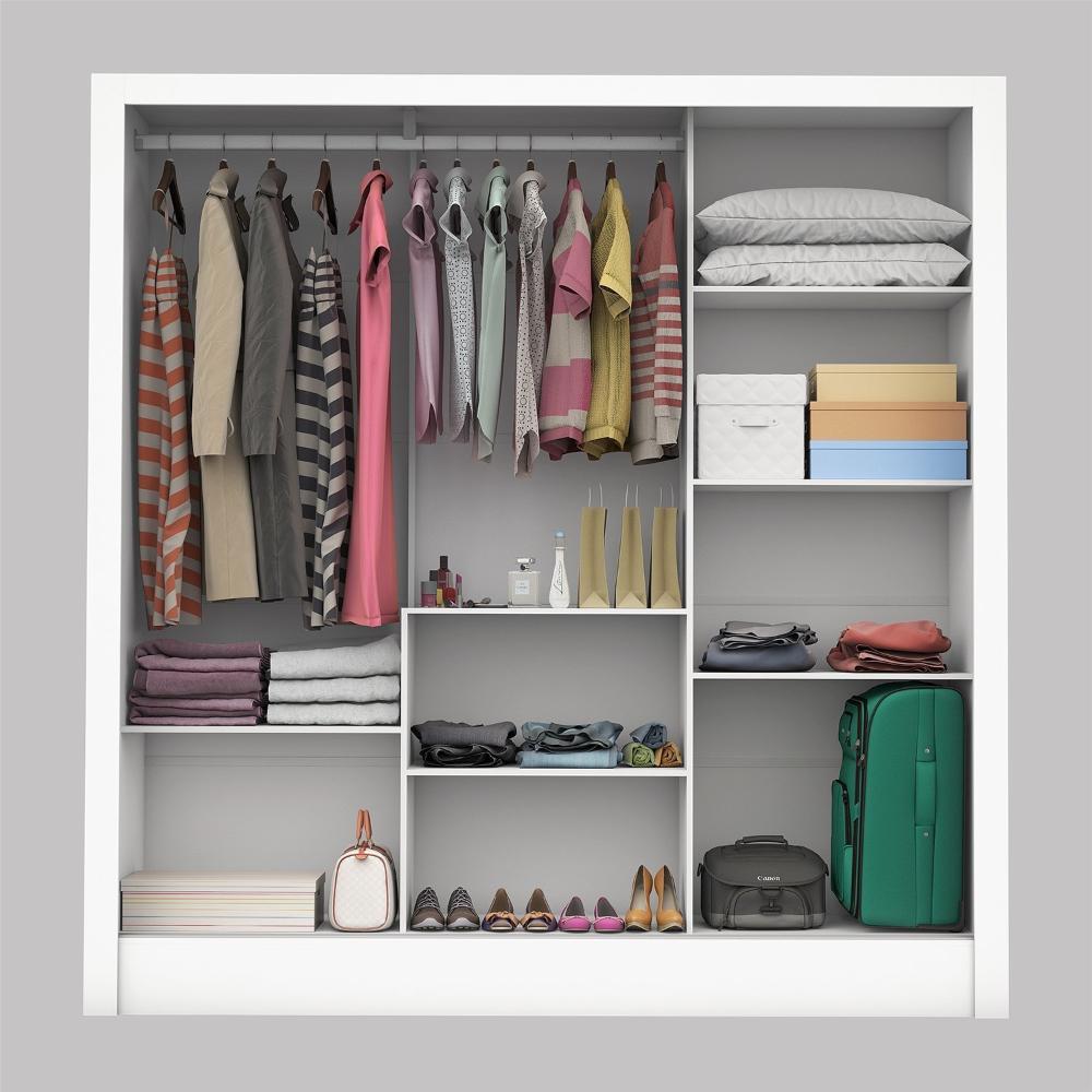 Miniatura Guarda Roupa Casal 3 Portas com Espelho Porto Plus Espresso Móveis Branco Freijo