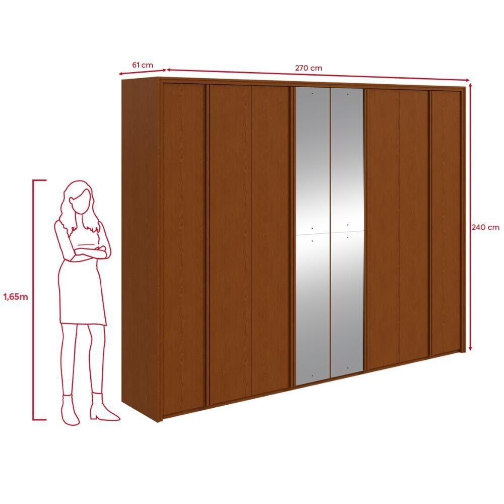 Miniatura Guarda-roupa Casal 100% Mdf 8 Portas Easy Glow Com Espelhos Frassino