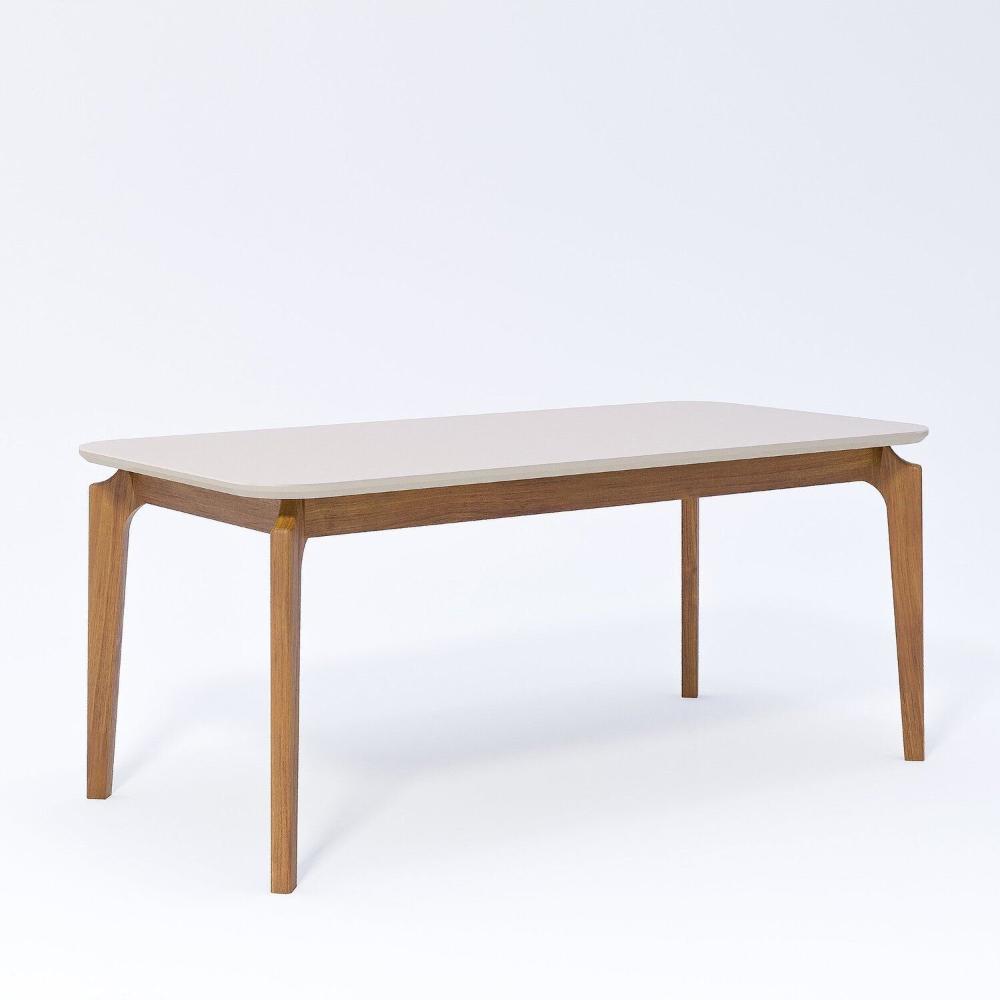 Miniatura Mesa Ficus 77cm X 90cm X 180cm Tampo em Mdf Madeira/Off White