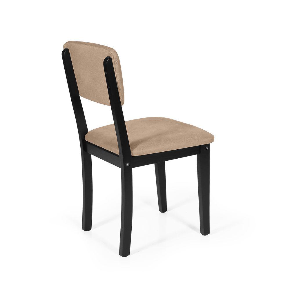 Miniatura Conjunto 2 Cadeiras De Jantar Estofada Em Madeira Maciça Ella Preto/marrom Claro