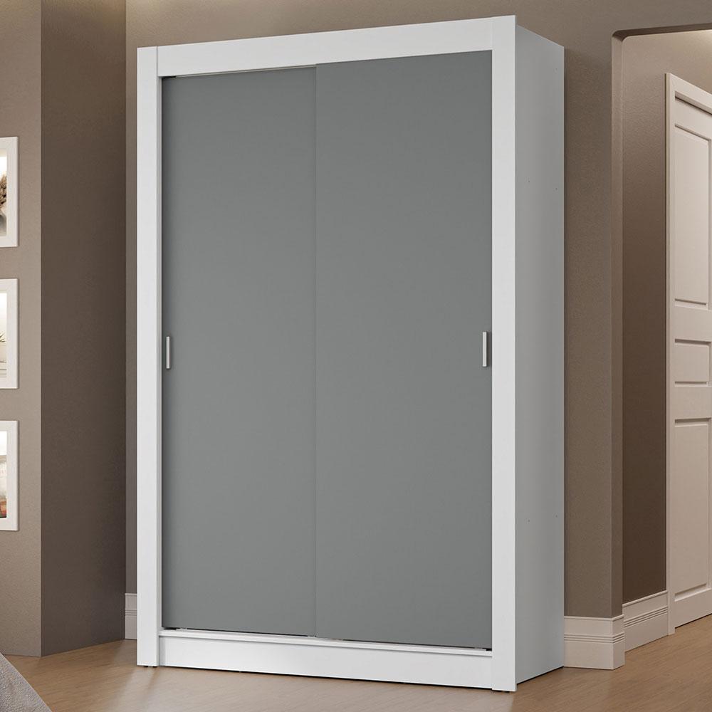 Miniatura Guarda-Roupa Solteiro 2 Portas de Correr 2 Gavetas Branco/Cinza Vivare Madesa Branco/Cinza