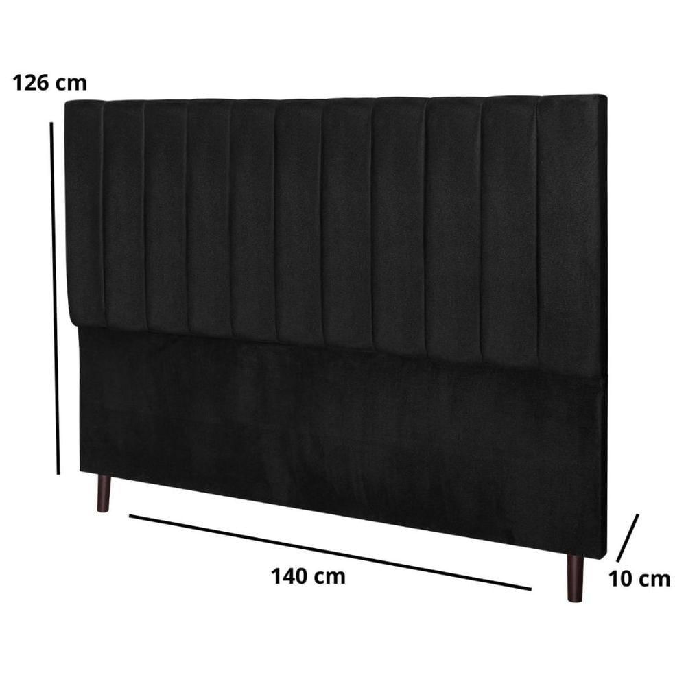 Miniatura Cabeceira Estofada Cama Box Casal 140 Cm Leblon Suede Preto
