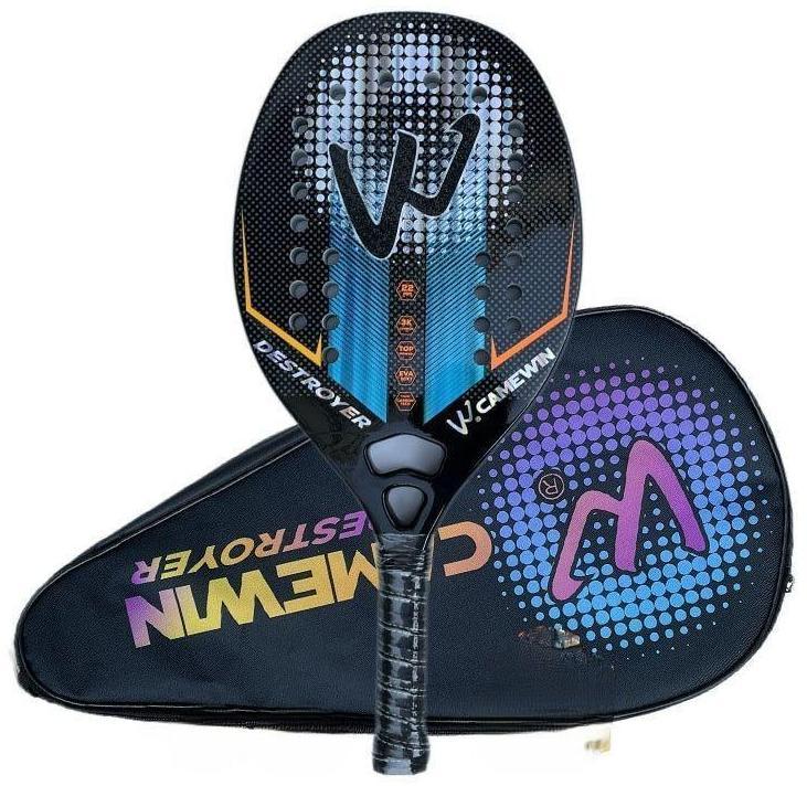 Kit 2 Raquetes Beach Tennis Camewin 100% Fibra De Carbono 3K