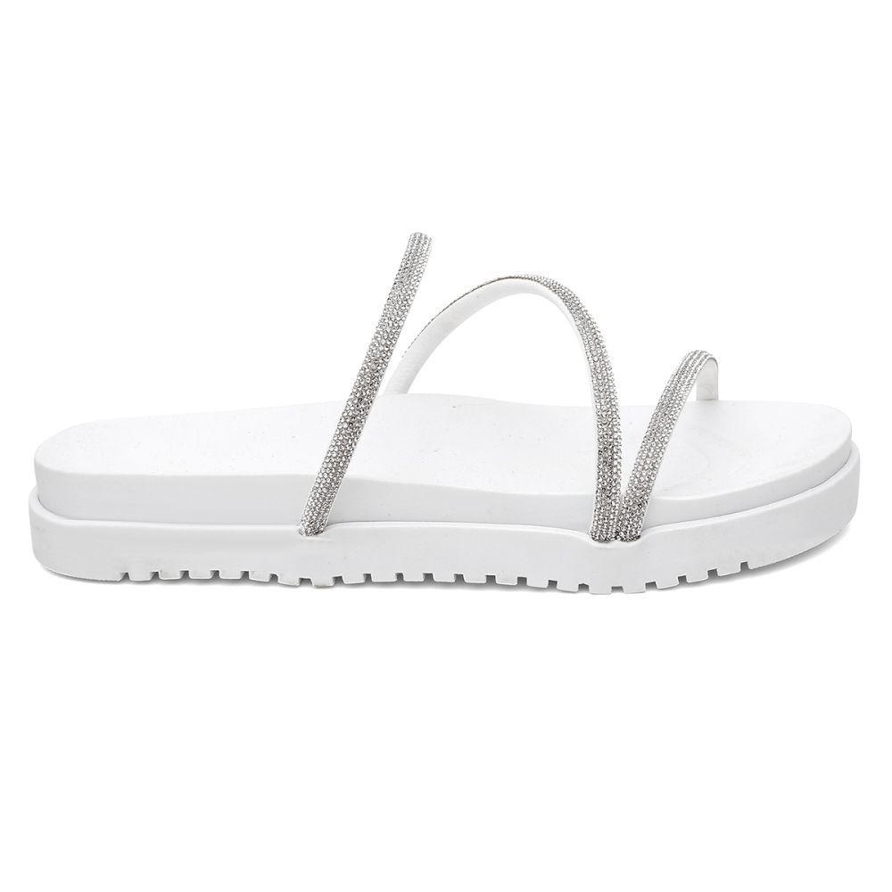Miniatura Sandália Papete Feminina Alça Com Strass Brilho Moda Verão Sandália Feminina Casual