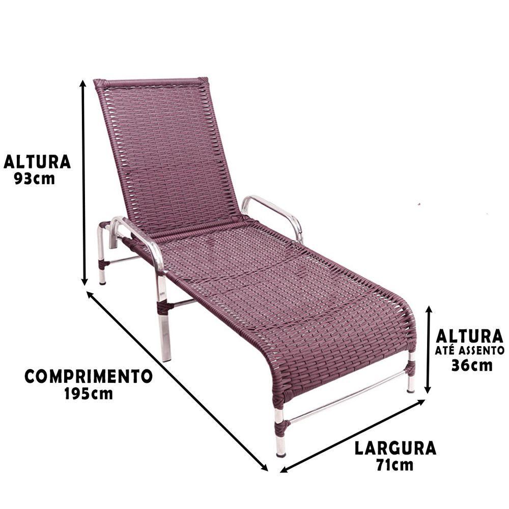 Miniatura Jogo Com 4 Cadeiras Emily 2 Espreguiçadeiras Vinho Dark
