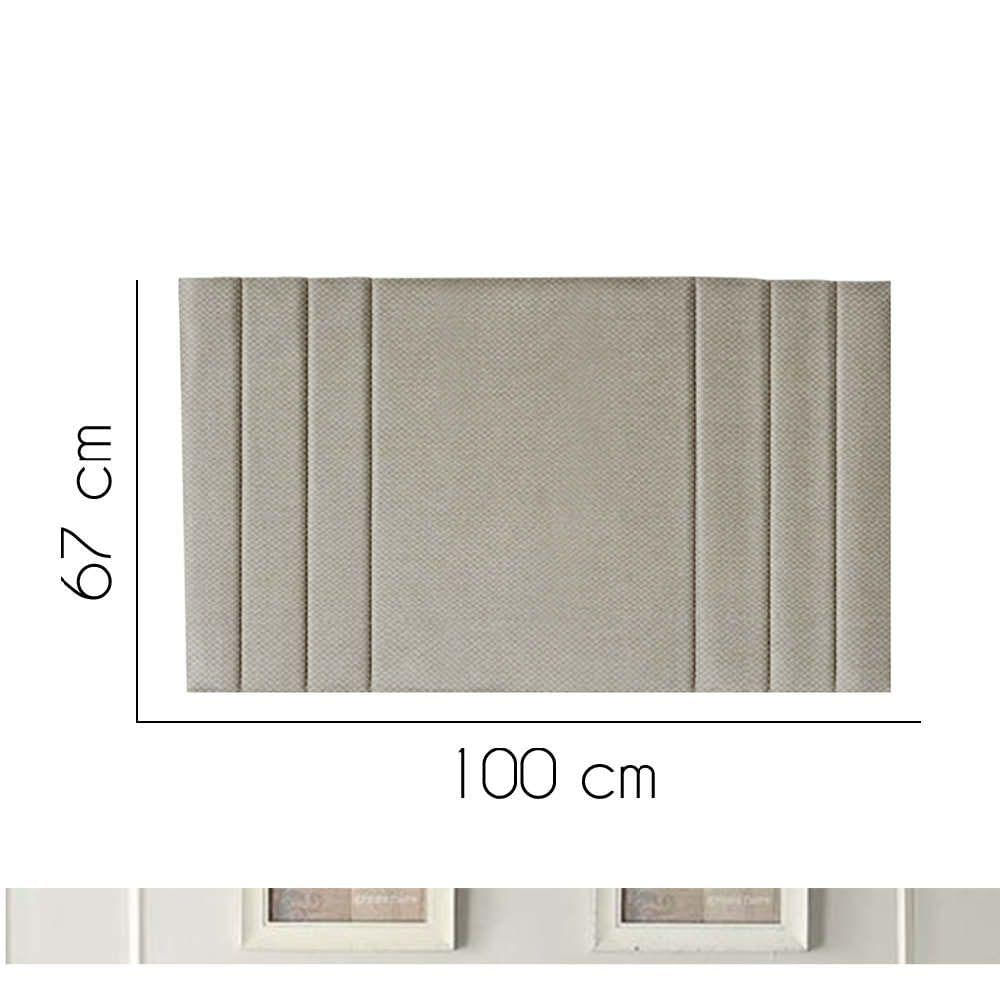 Miniatura Painel Estofada Grécia 100cm Solteiro Para Cama Box Quarto Linho Bege - Ahazzo Móveis