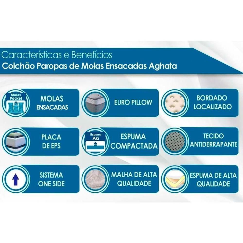 Cama Box Queen: Colchão Molas Masterpocket Ensacadas Paropas Aghata + Base Rústico Bege(158X198)