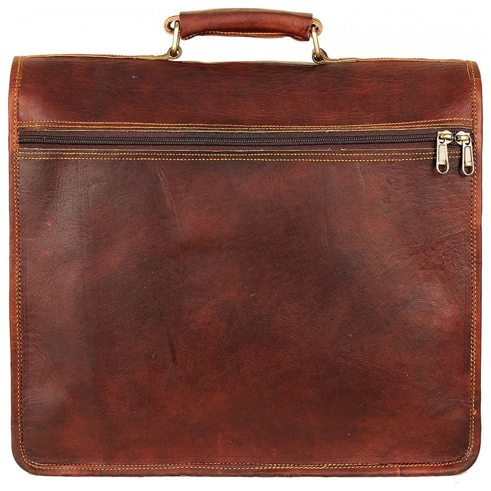 Miniatura Bolsa Maleta de Couro Masculina para Laptop, HULSH, Marrom