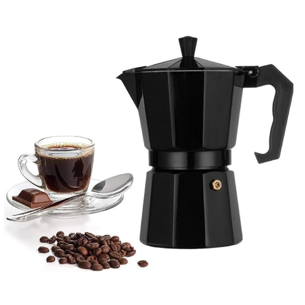 Miniatura Cafeteira Italiana Preta 6 Xícaras – Alumínio, Café Expresso Tradicional E Elegante