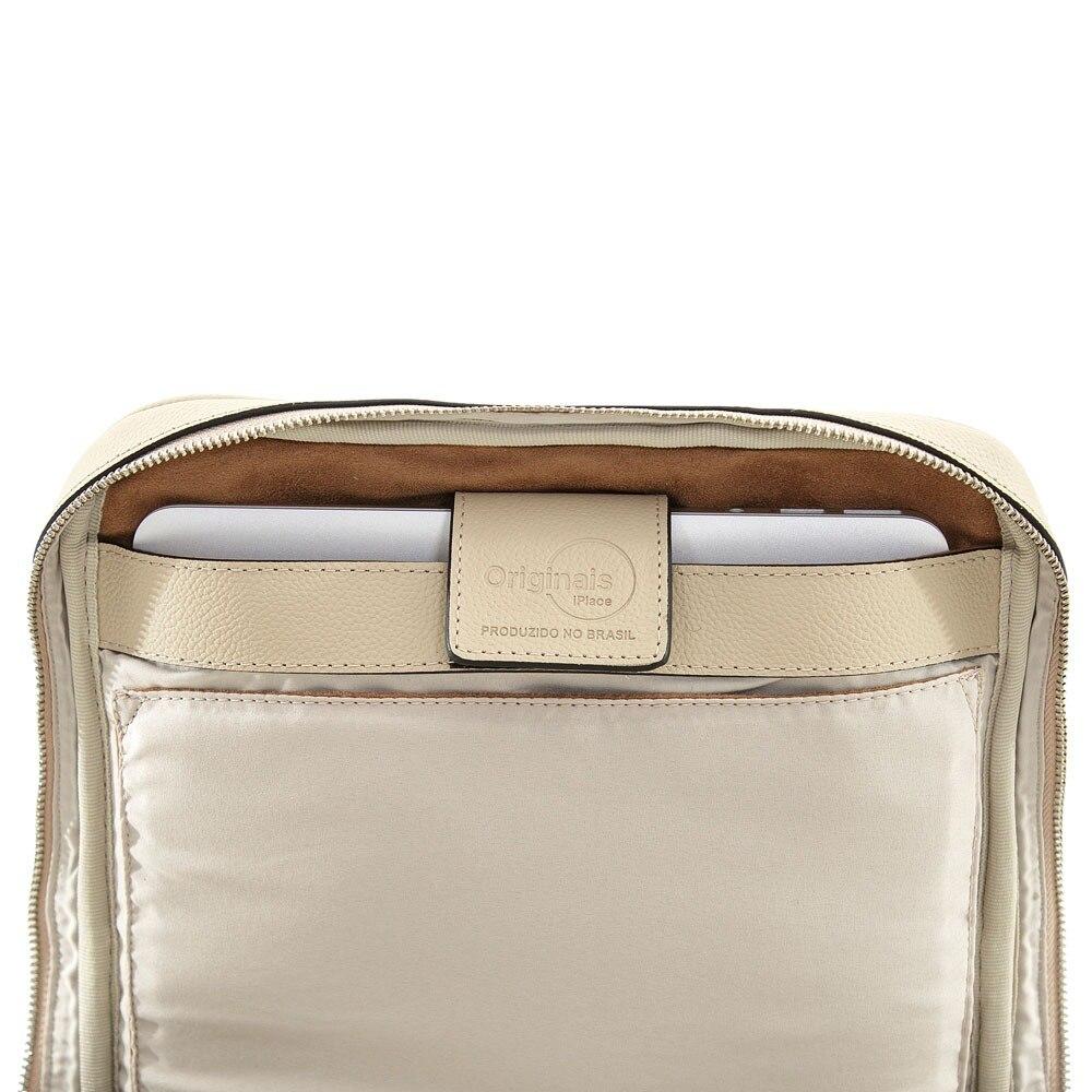 Miniatura Mochila para MacBook 16'' iPlace, Pampas, Couro Bege