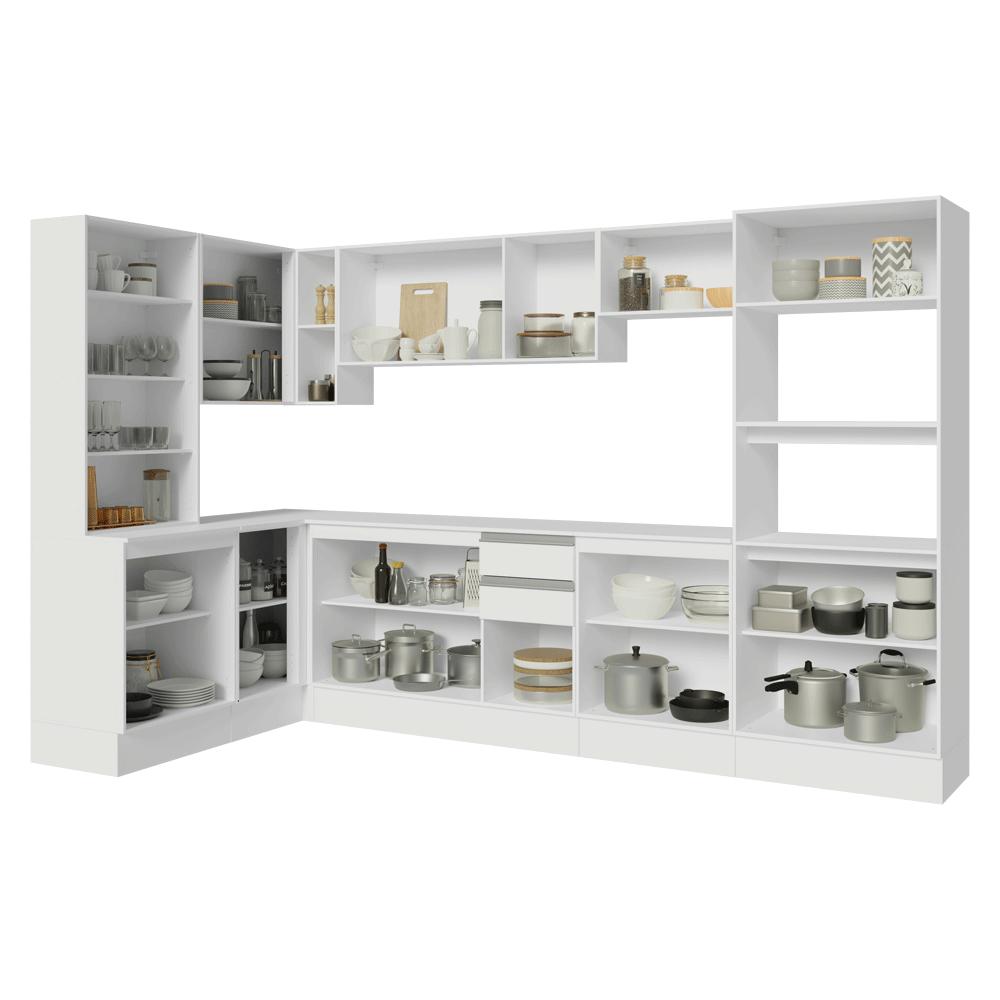 Miniatura Armário de Cozinha Completa de Canto 100% MDF 447 cm Smart Madesa 02 Branco