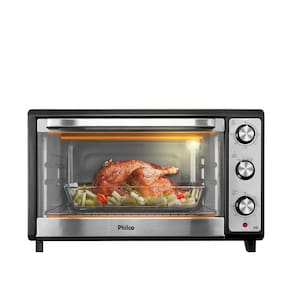 Miniatura Forno Elétrico Philco PFE65 com Grelha, Lâmpada Interna e Timer de 120 Minutos, Preto - 65 litros 110V
