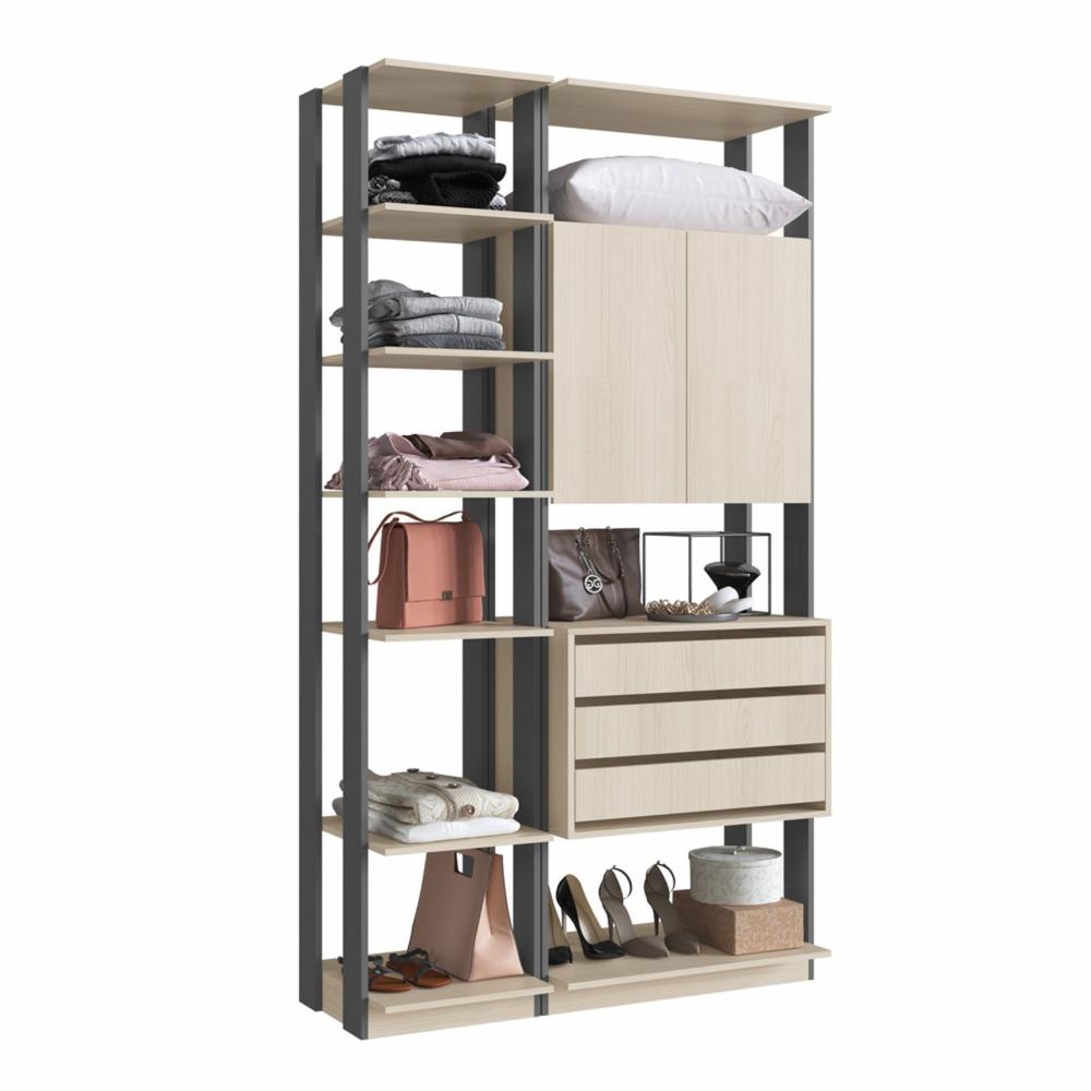 Miniatura Módulo para Closet 2 Portas 3 Gavetas Be Mobiliário Nature/Grafite