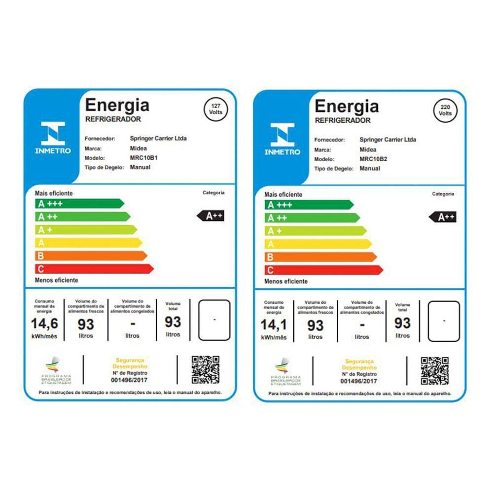 Miniatura Frigobar Midea 93 Litros Branco MRC10B1 110V