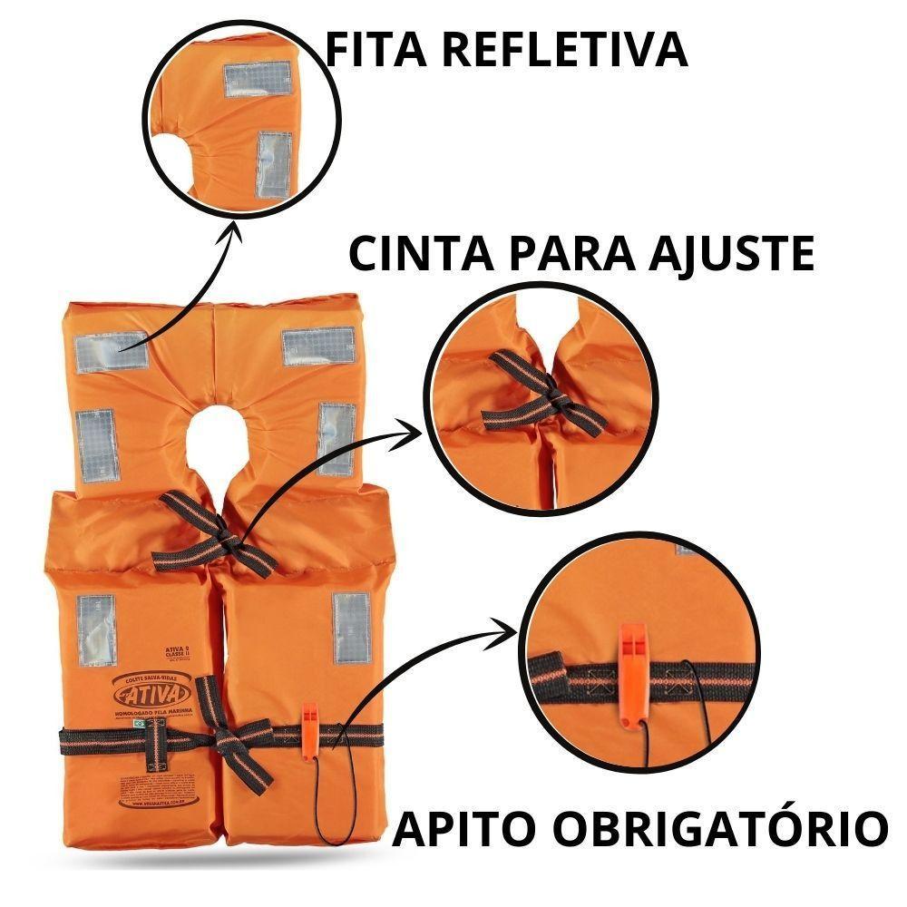 Miniatura Kit 6 Colete Salva Vidas Homologado Classe Ii P 35 A 55 Kg