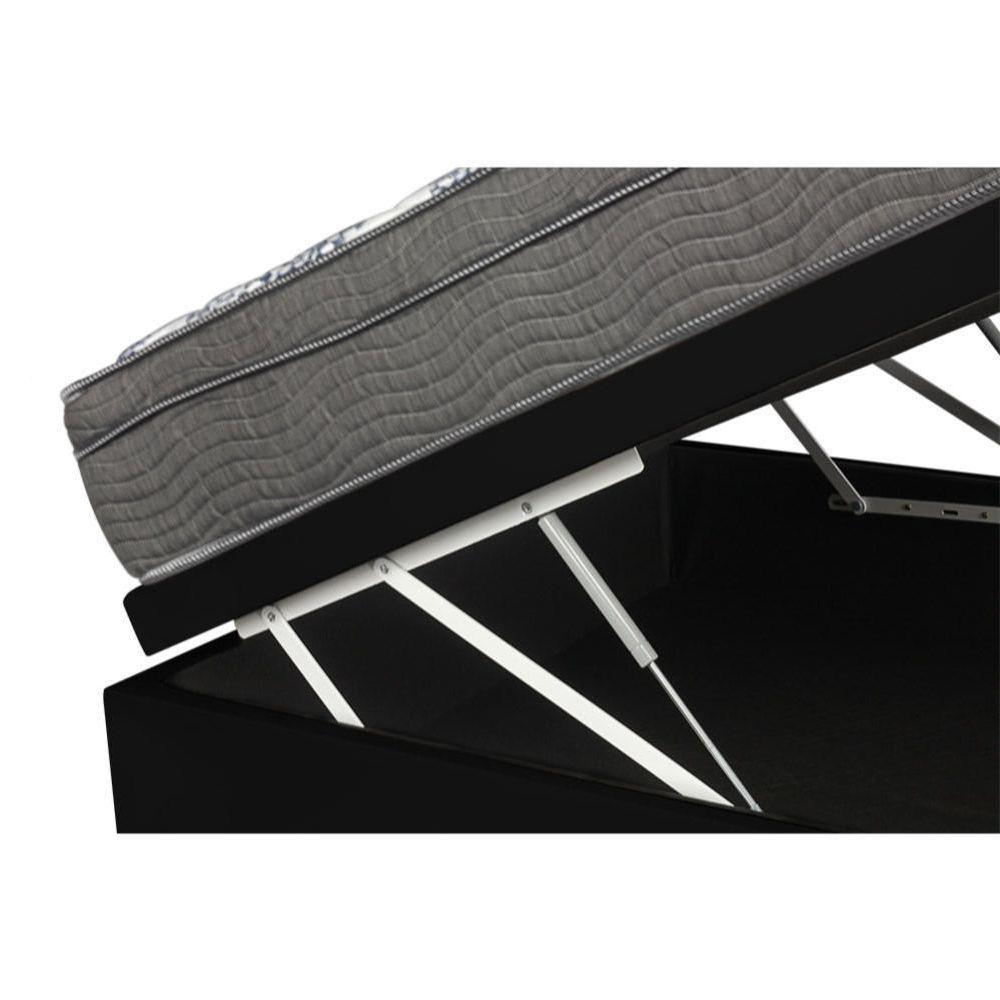 Cama Box Baú Viúva + Colchão De Molas Ortobom 128cm Preto