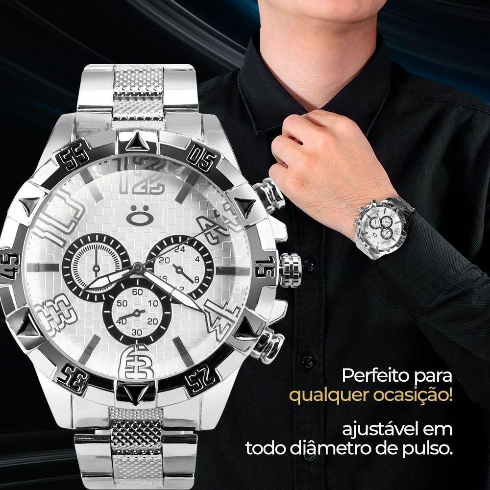 Relogio Aço Inox Prova Dagua Corrente Caixa Pulseira