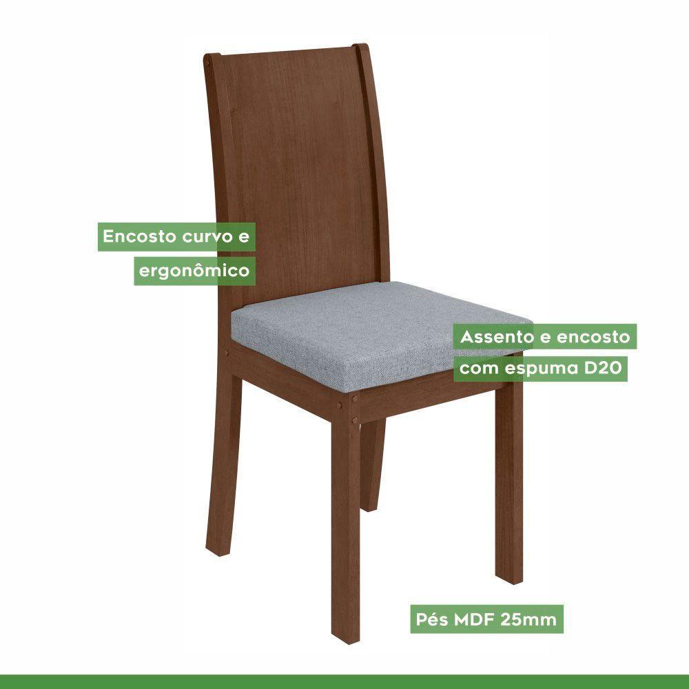 Miniatura Conjunto 2 Cadeiras Estrutura Mdf/mdp Athenas Móveis Lopas Imbuia/linho Cinza Claro