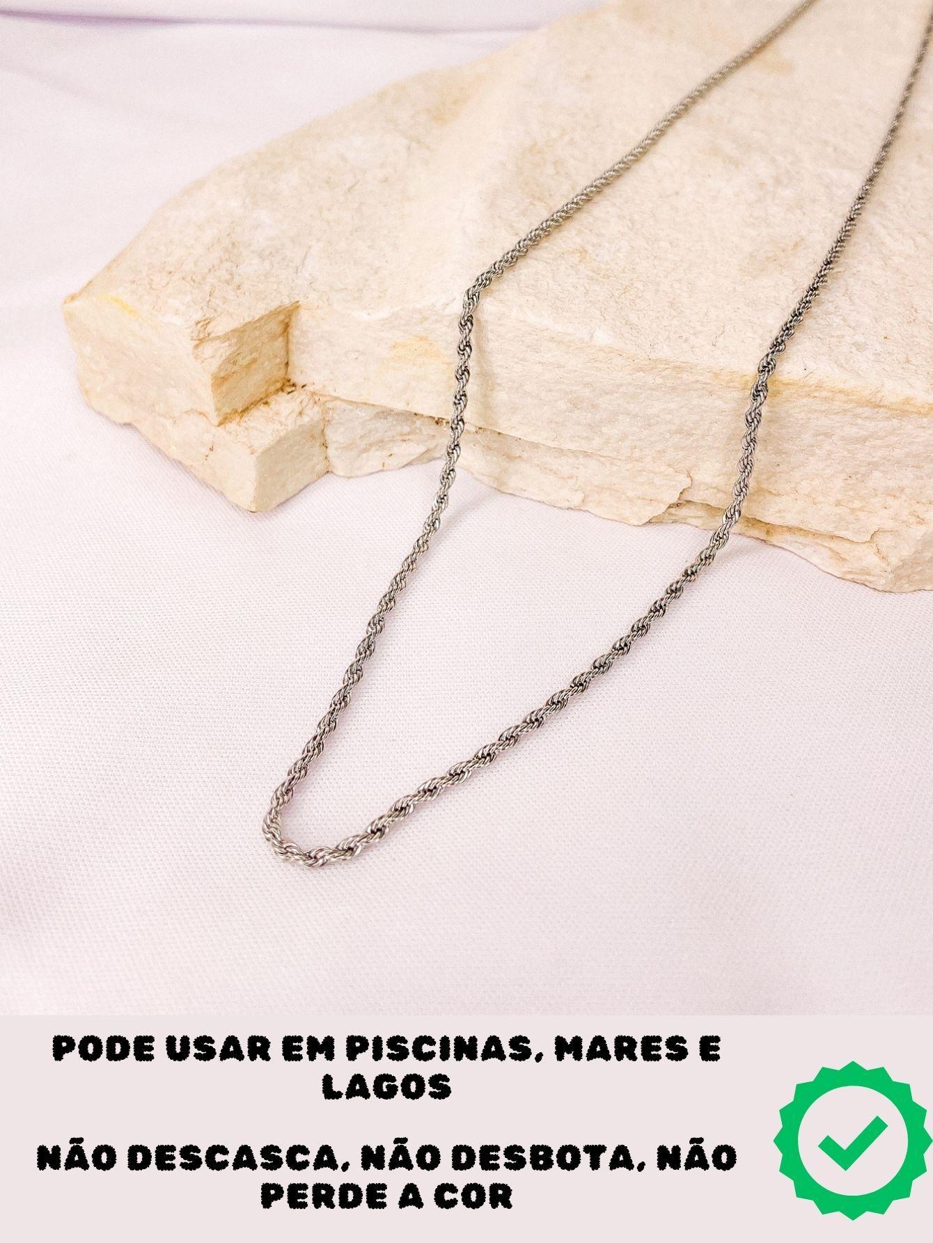 Miniatura Corrente Cordão Masculino 70Cm Fininho 2Mm Elo Baiano Prata
