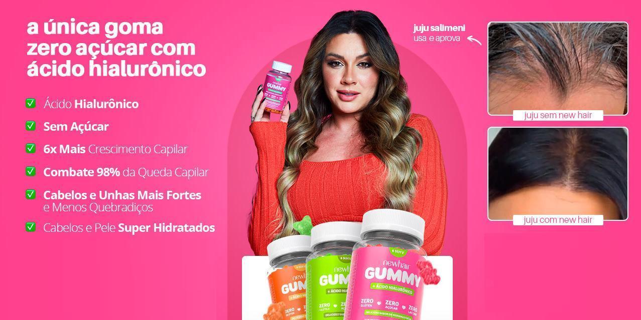 Miniatura New Hair Gummy Vitamina +Ácido Hialurônico - 2 Potes 60Gomas