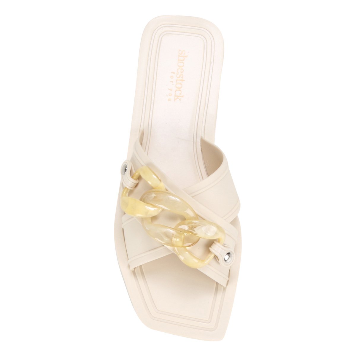 Miniatura Rasteira Shoestock For You Tiras Cruzadas Corrente Off White - 33/34