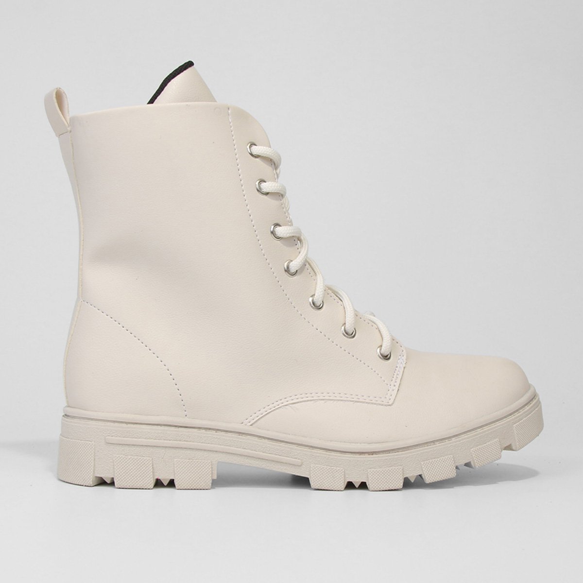 Miniatura Bota Coturno Look Fashion Lisa Tratorada Feminina Off White - 34