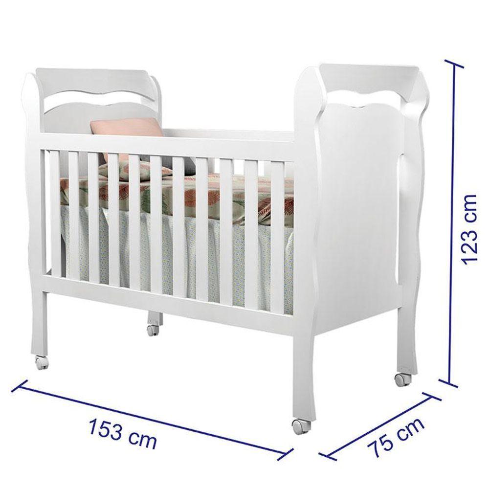 Berço Americano New Nanda E Guarda Roupa Infantil Mel Flat 3 Portas Branco Brilho Com Colchão Ortobom - Carolina