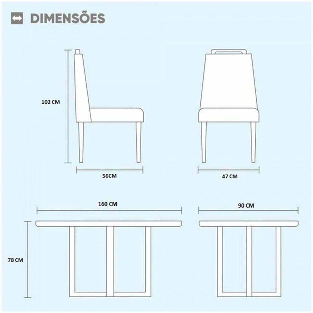 Miniatura Conjunto Sala De Jantar 6 Lugares 6 Cadeiras Mel Off White