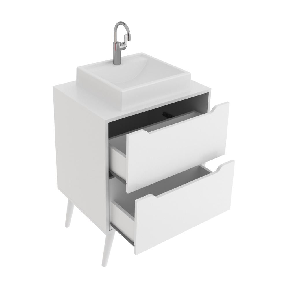 Miniatura Gabinete Banheiro 60cm 2 Gavetas Retrô Multimóveis CR10119 Branco
