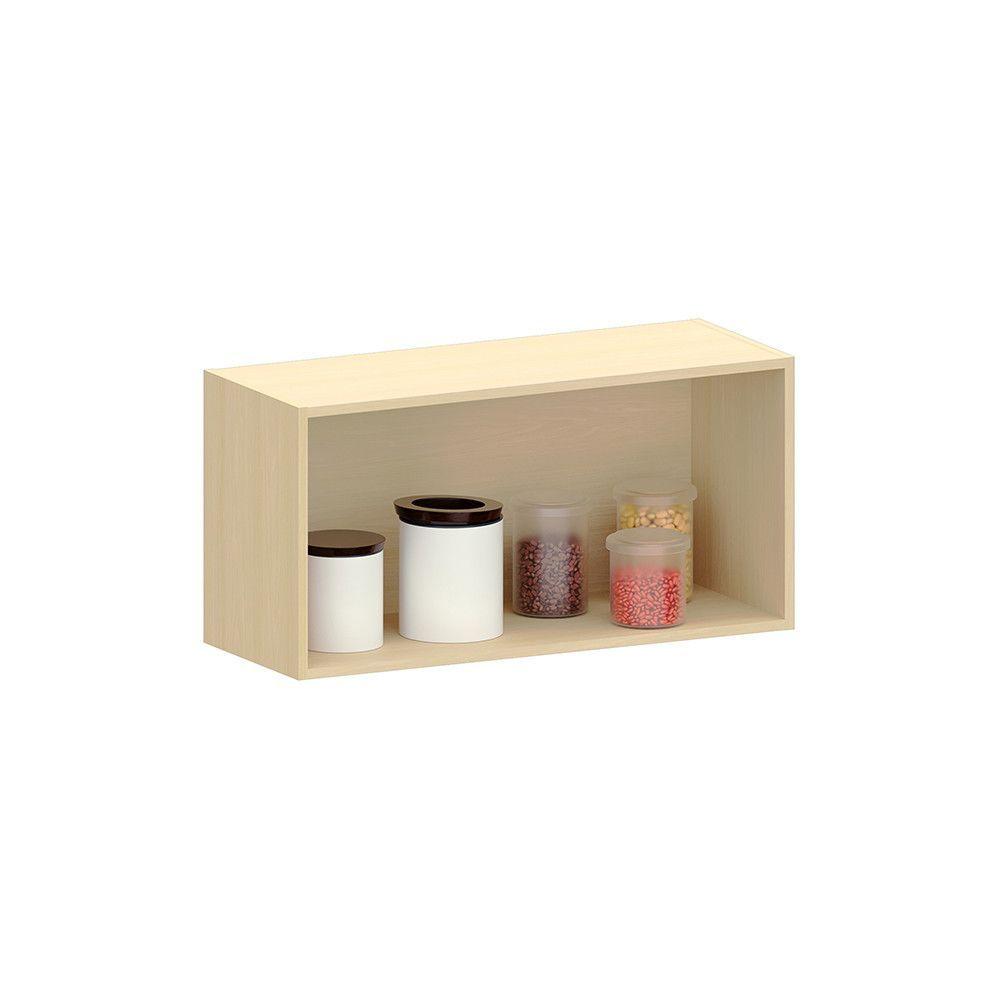 Armário Aéreo Geladeira 80cm 2 Pts Aura Luciane Móveis Carvalho/cinza Cristal