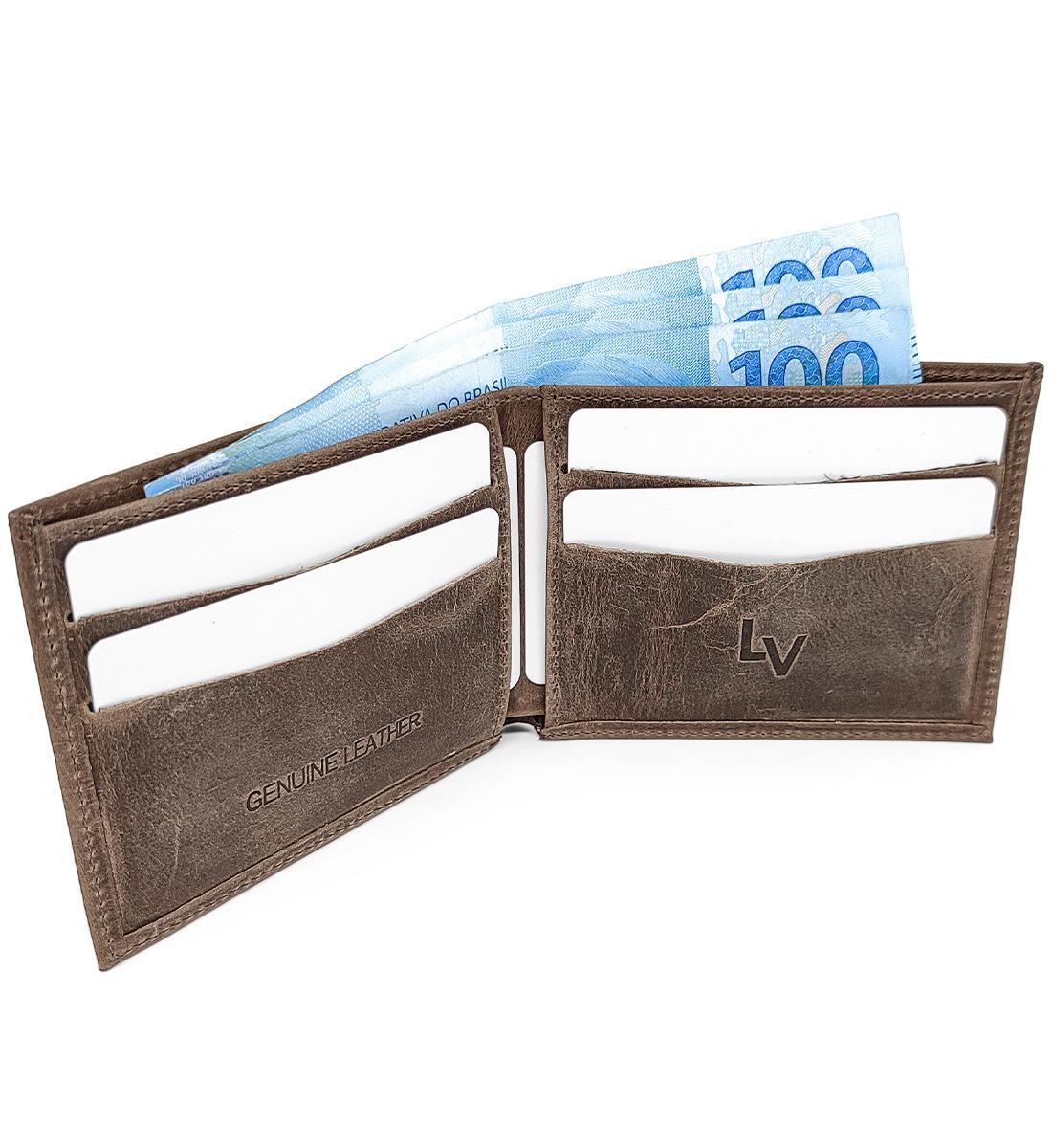 Carteira Slim Masculina De Couro Le Voyage Cnh Cartões Notas