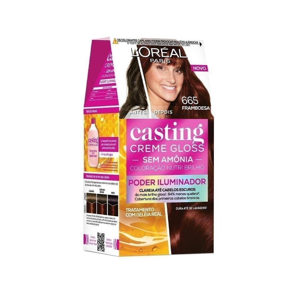 Miniatura Tinta De Cabelo Casting Creme Gloss Poder Iluminador De L’oréal Paris 665 Framboesa 230g
