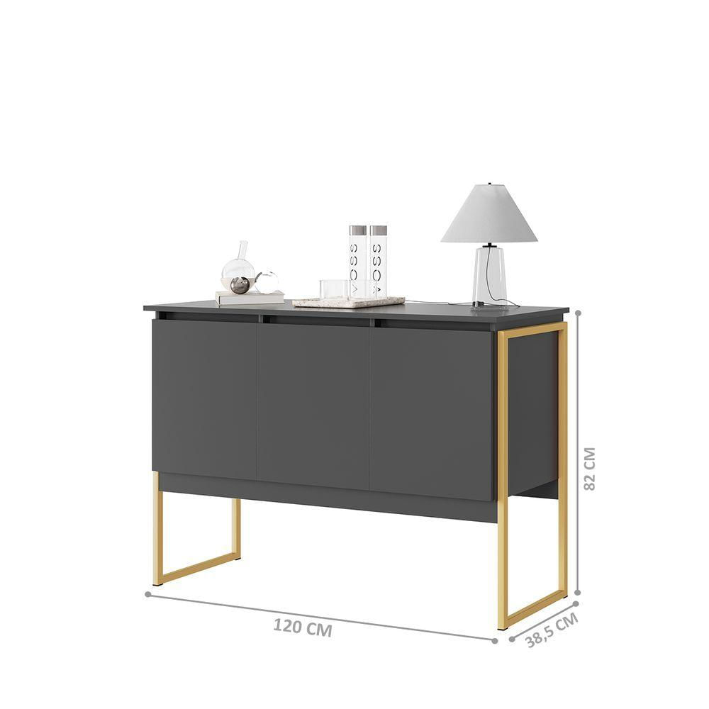 Miniatura Buffet Classico Com 3 Portas Veneza Preto Dourado