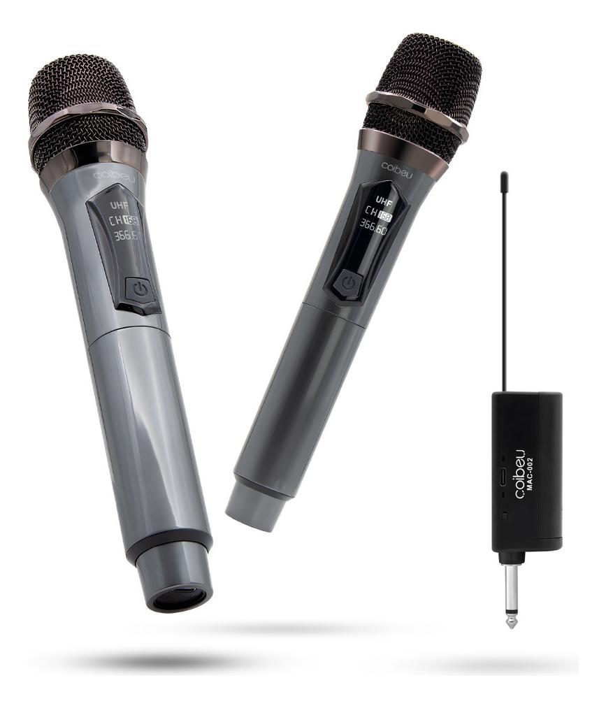 Miniatura Kit 2 Microfone Sem Fio Profissional Uhf Led Com Receptor Ec