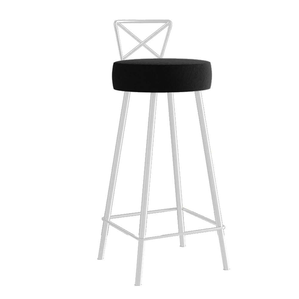 Miniatura Banqueta Alta Com Encosto Tânia Eiffel Cozinha Bar Bistrô Ferro Branco Suede Preto